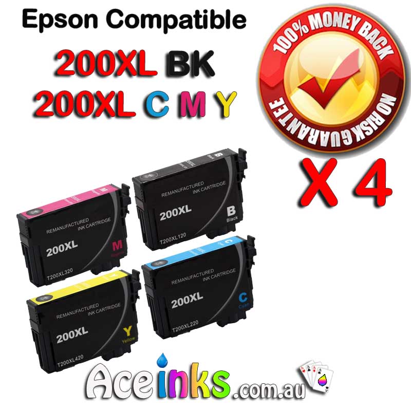 4 Pack Combo Compatible EPSON #200XL BK C/M/Y
